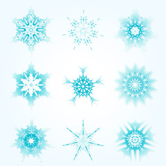 Fototapeta na wymiar Set of snowflakes for the new year 2016. Set of linear round fi
