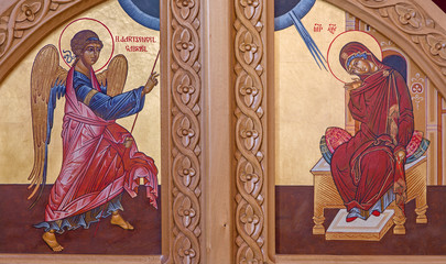 Bruges - The Annunciation scene in orthodox church 