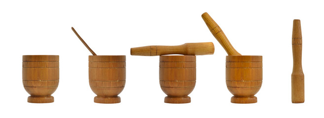 Wooden mortar, kitchenware