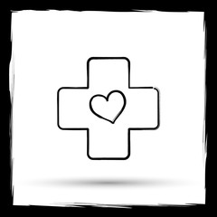 Cross with heart icon