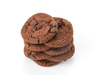 soft dark chocolate brownie cookies on white
