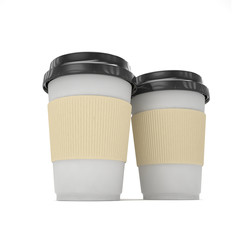 Three paper coffee cups