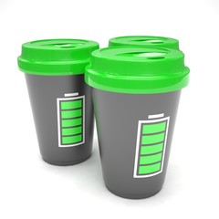 Three paper coffee cups