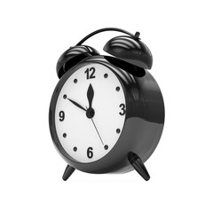 Black alarm clock on white