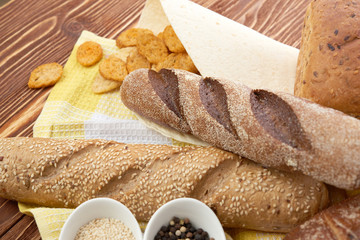 Different bread. Food background.