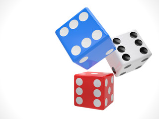 three dices on white