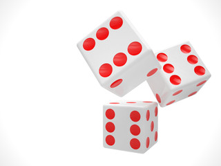 three dices on white