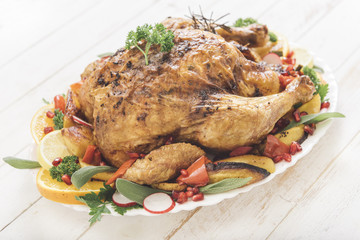 Roast turkey and vegetables