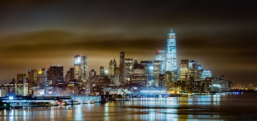 Lower Manhattan by night viewed from Weehawken, New Jersey