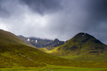 Obraz premium Glencoe mountains and landscape, in cloudy day, Scotland