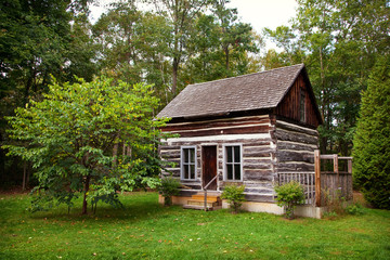 Fototapeta na wymiar Historical Rustic Pioneer Log Cabin House Ontario Canada