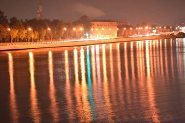 Naklejka premium October embankment at night.