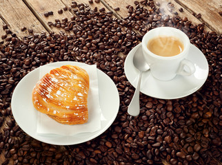 Neapolitan Sfogliatella riccia with espresso