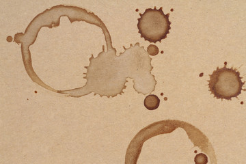 Coffee cup rings stains on a brown paper texture
