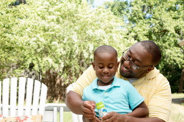 African American father and son.