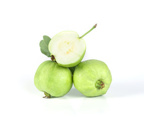 Fresh green Guava fruit  on white background