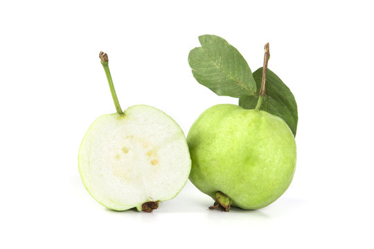 Fresh green Guava fruit  on white background