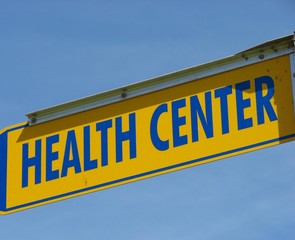Yellow and Blue Health Center Sign