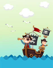 pirate ship beautiful landscape