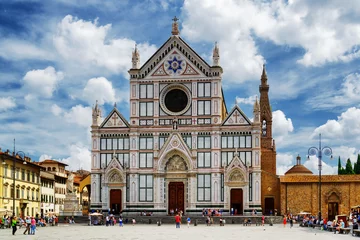 Fotobehang De Basilica di Santa Croce op het gelijknamige plein. Florence © efired