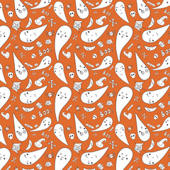 Lovely ghost,Stylish cartoon seamless pattern