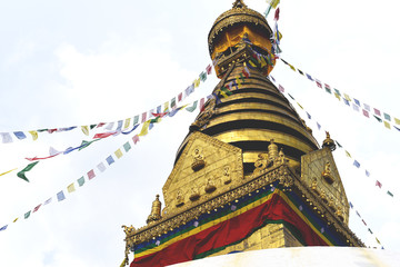 view of Swayambhunath temple, wisdom eyes in Nepal