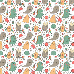 Stunning seamless pattern with cute monster