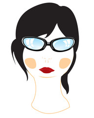 Person of the girl bespectacled