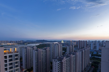 Fototapeta na wymiar Chinese city skyline in the evening