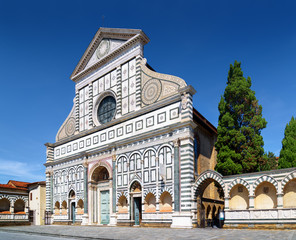 Fototapeta na wymiar Facade of the Basilica of Santa Maria Novella, Florence, Italy