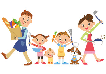 料理を楽しむ親子