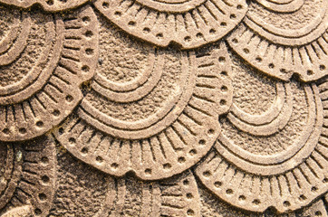  Scales of the dragon statue. Stucco surface of the animal.