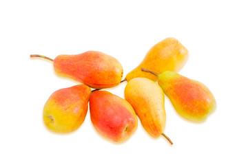 Several European pears on a light background