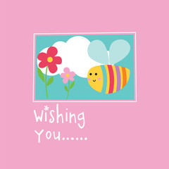 Cute flower and bee design vector illustration. Can be used for Greeting card, invitation, mothers day, wedding. EPS 10 and hi-res jpg included 