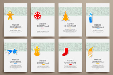 Fototapeta na wymiar Corporate identity vector templates set with doodles Christmas