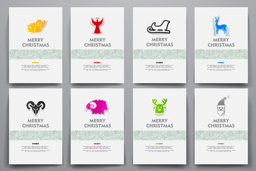 Fototapeta premium Corporate identity vector templates set with doodles Christmas