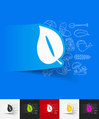 leaf paper sticker with hand drawn elements