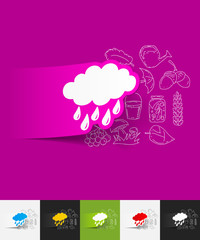 cloud paper sticker with hand drawn elements