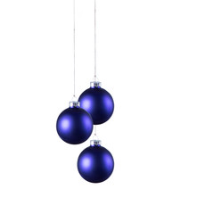 Christmas balls with curly ribbons isolated on the white background