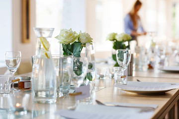 Table set in white for wedding or event party