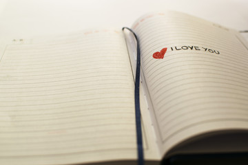 Notebook with the inscription I love you