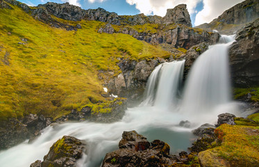 Part of the Klifbrekkufossar falls in Iceland