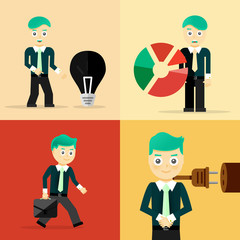 Set of businessman pose character concepts