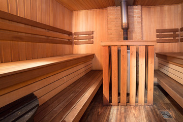 Sauna interior bath wooden room steam