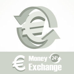 Obraz premium Euro symbol with arrow in grey, illustration