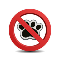 No pets or dog allowed sign, isolated on white background
