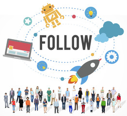 Follow Connecting Networking Sharing Social Media Concept