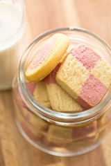 colored butter biscuits in jar
