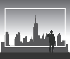 Obraz premium Silhouette people with copyspace frame.