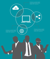 Modern infographic for business project with silhouette people.